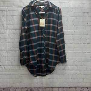Knox Rose Women’s Plaid Button Up Top Size Small